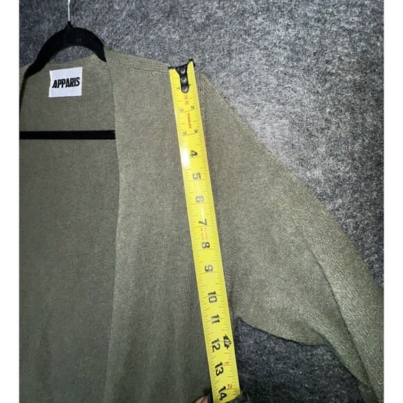 APPARIS Long Duster Cardigan Sweater Olive Green Maxi Split Sides Made in Italy - Picture 10 of 10